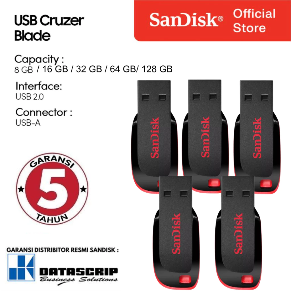 SANDISK Flash Disk CZ50 Cruzer Blade 8Gb / 16Gb / 32Gb / 64Gb / 128Gb - Gambar 2