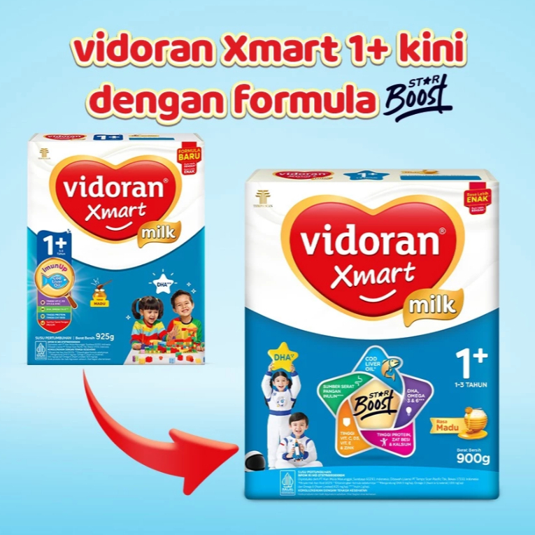 VIDORAN XMART 1+ 3+ 900GR VANILA MADU IMUN UP SUSU FORMULA TAHAP 1 DAN 3 900 GR SSKD - Gambar 2