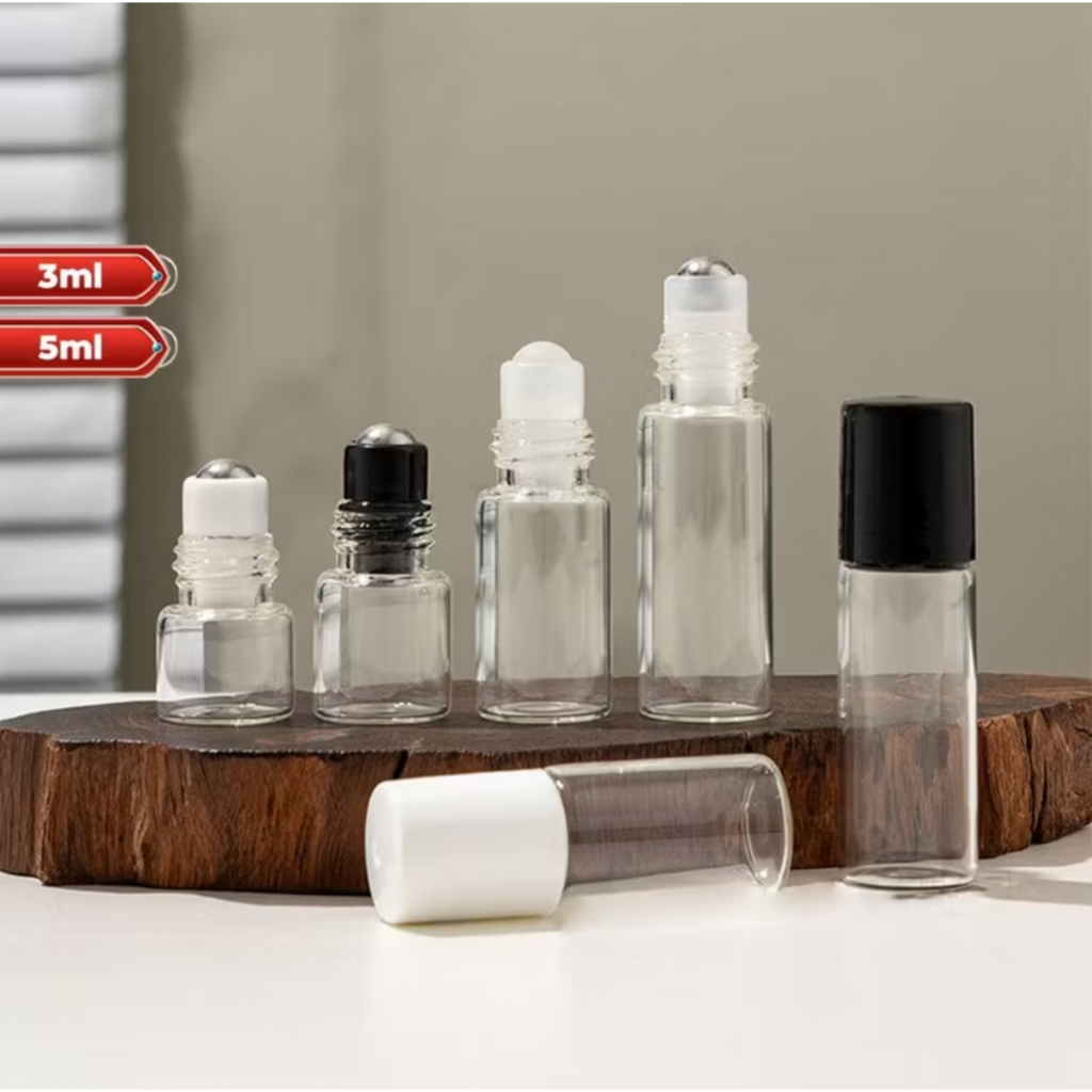 1PCS Botol Parfum Roll On Oil Kaca Mini 3ml 5ml Bening Bottle Wadah Isi Ulang Bola Roller A174 - Gambar 3