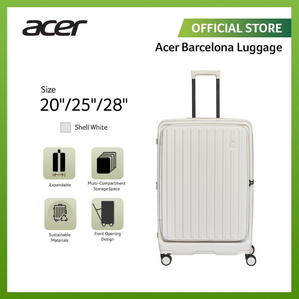 Acer Fashion Koper Polyethylene Barcelona Carry-on Luggage - Shell White