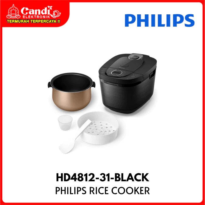 PHILIPS Rice Cooker 1.8 Liter Penanak Nasi Fresh Defense Lapisan Binchotan HD4812-31-BLACK - Gambar 3