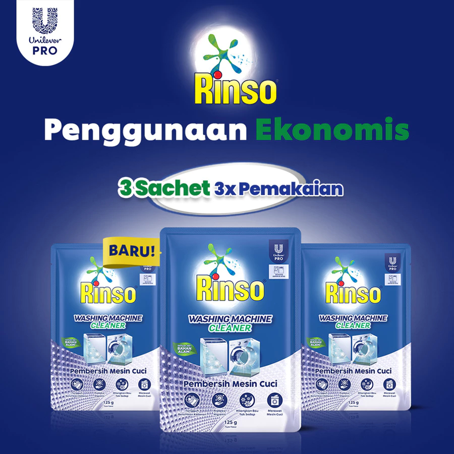 Rinso Washing Machine Cleaner Pembersih Mesin Cuci 3x125gr - x12 - Gambar 3