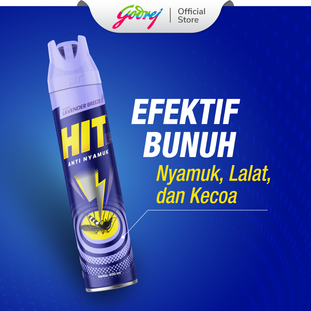 HIT Aerosol Lavender 400ml - Obat Nyamuk - Bunuh Nyamuk Penyebab Demam Berdarah (DBD) - Gambar 3
