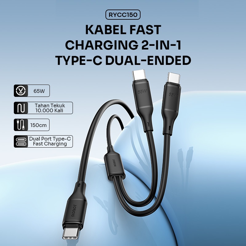 Robot Kabel Type-C 65W Fast Charging 150cm - Gambar 2