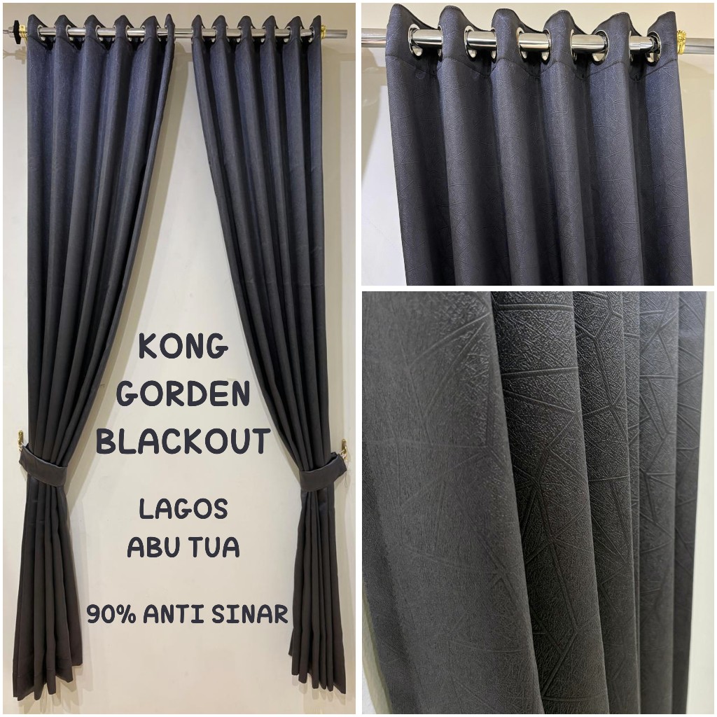 KONG Gorden BLACKOUT AESTETIK EMBOS MINIMALIS Jendela Kamar Tebal DOF GLOSY Elegan PINTU SEKAT - Gambar 3