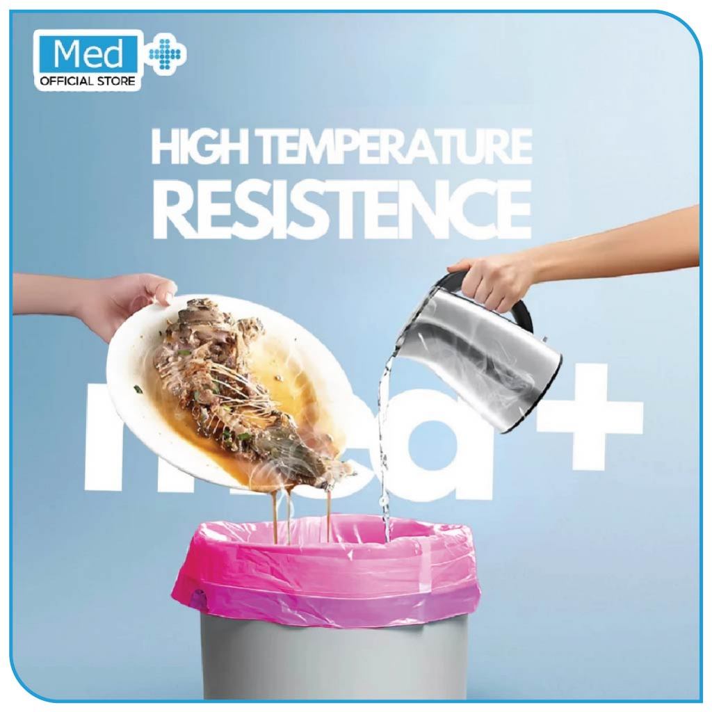 Med+ NEW Kantong Plastik Sampah Gulung Warna Random Premium Isi 15pcs Rumah Tangga Kantong Kresek Tali Serut Trash bag Roll - Gambar 4