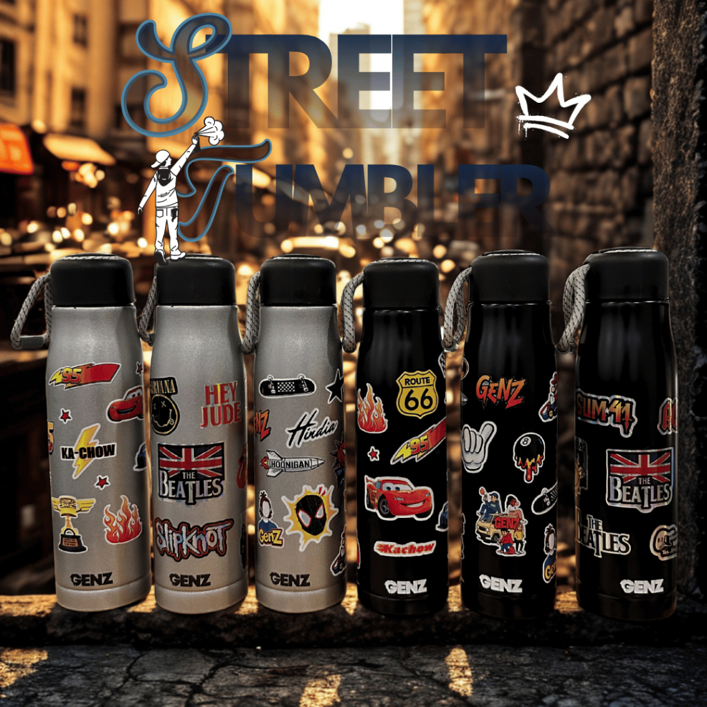 Tumbler Aesthetic Street Grip Stainless Steel 500ml Dengan Gantungan Tali Multi-Rope Tahan Dingin foto 2