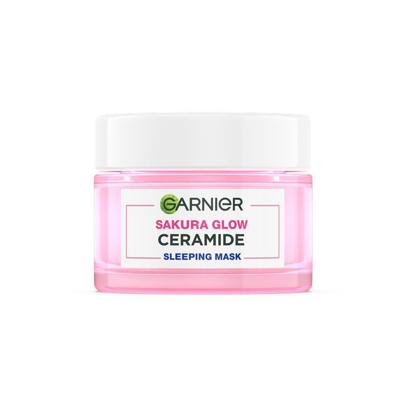 GARNIER Sakura Glow Ceramide Skin Barrier Sleeping Mask Night Cream Krim Malam Mencerahkan 50 ml Moisturizer Tone Up Glowing Skincare - pelembab wajah pemutih wajah - Gambar 2