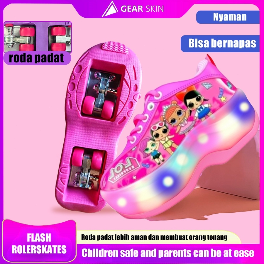 MTG-Sepatu Roda Anak/sepatu roda Oxelo/Sepatu roda anak-anak yang stylish dan cerdas dengan lampu LED.lampu kedip/tidak licin/anti goyang/lnline skate/star/ukuran dapat disesuaikan/pu/gaya bajaj/mode skateboard