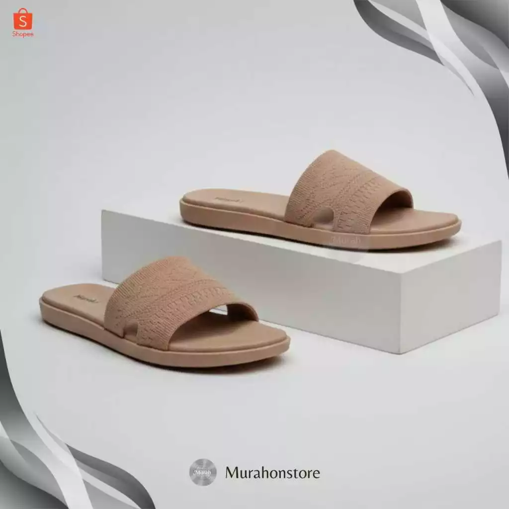 Sandal Selop Wanita Motif Rajut Full Karet Lentur Nyaman Santai Harian 37-40 - Gambar 4