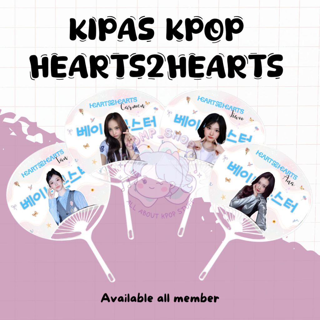 Kpop Shell Fan Reversible Hearts2Hearts Carmen Ian Ana Jiwoo Juun