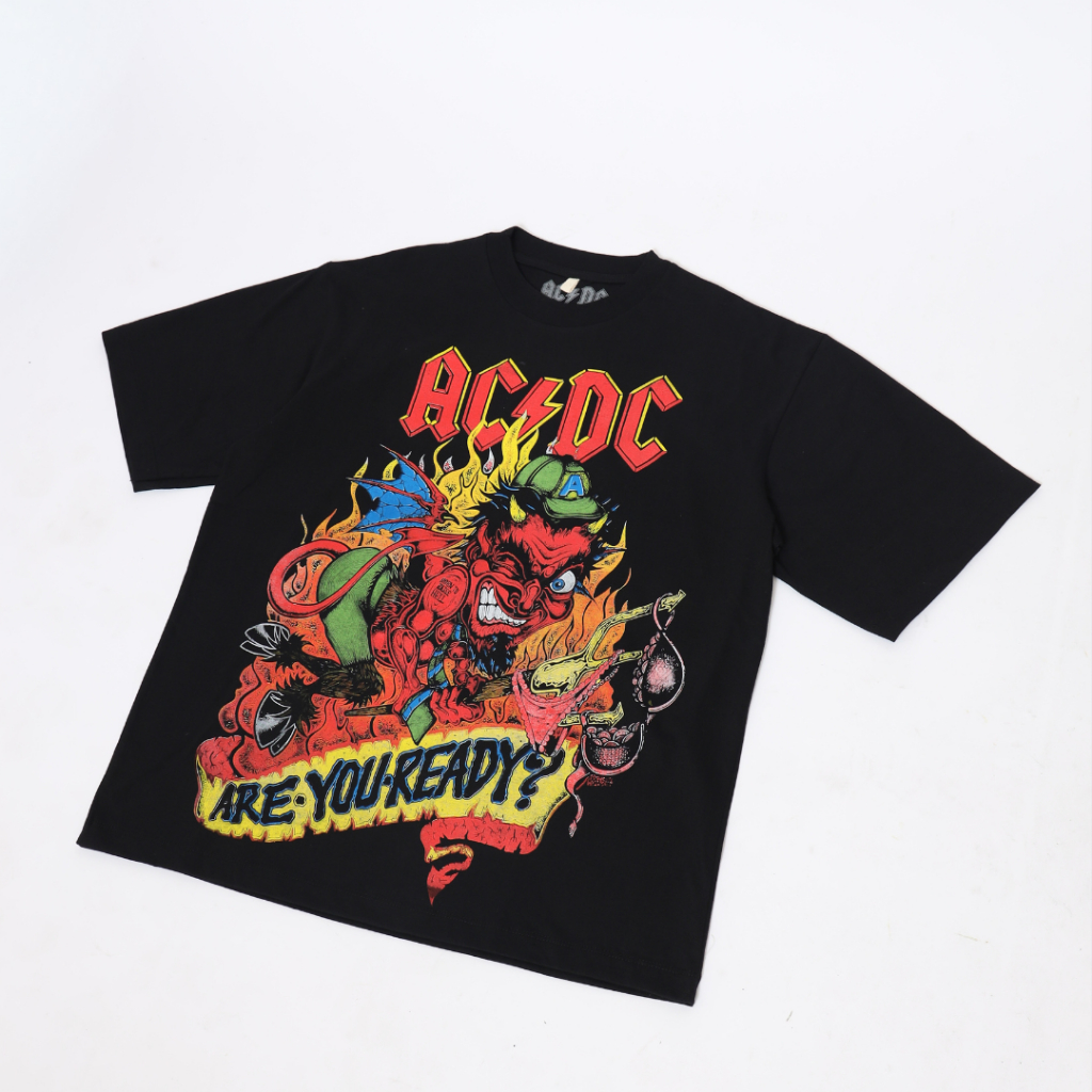 GENZ Kaos Oversize UNISEX ACDC - T Shirt Vintage acdc Black Cotton Combed 20s Premium Super Lembut foto 4