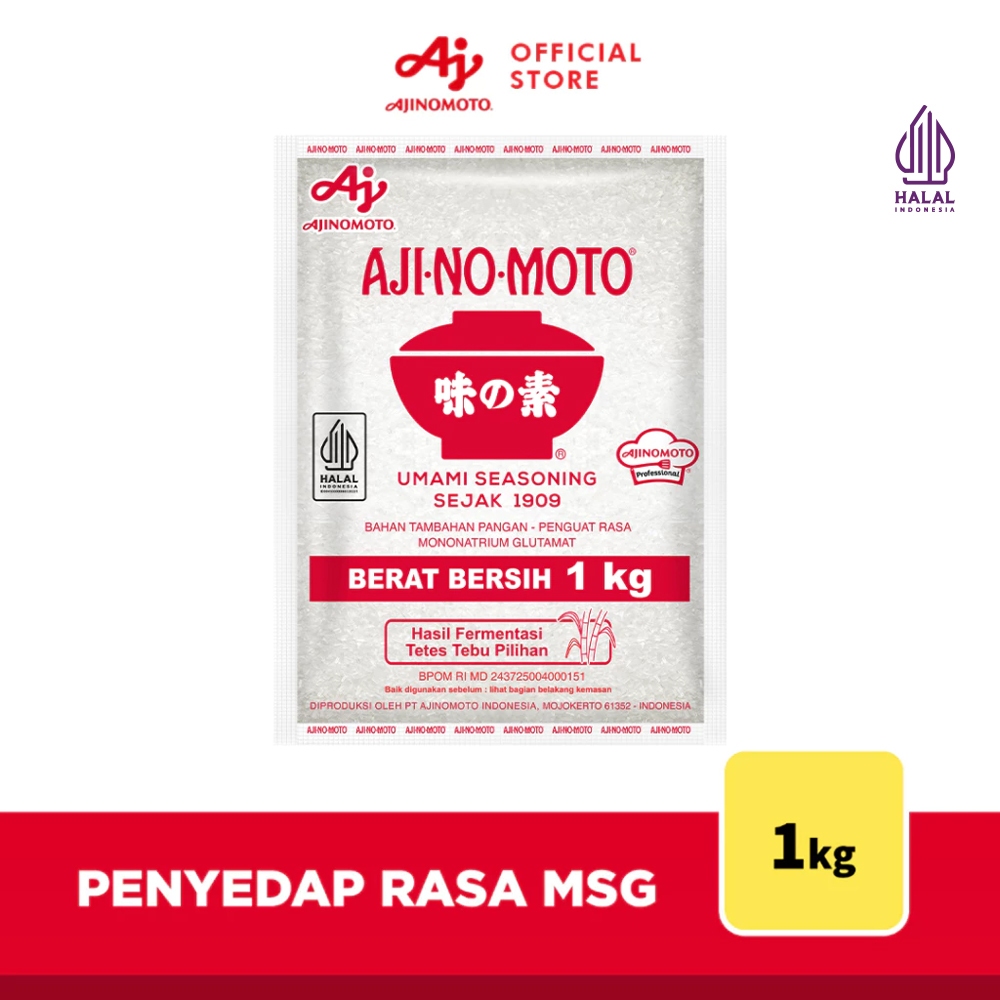AJI-NO-MOTOÂ® Penyedap Rasa MSG Ajinomoto 1KG (1pc) - Menambah Rasa Umami Dan Membantu Mengurangi Garam Untuk Tetap Lezat