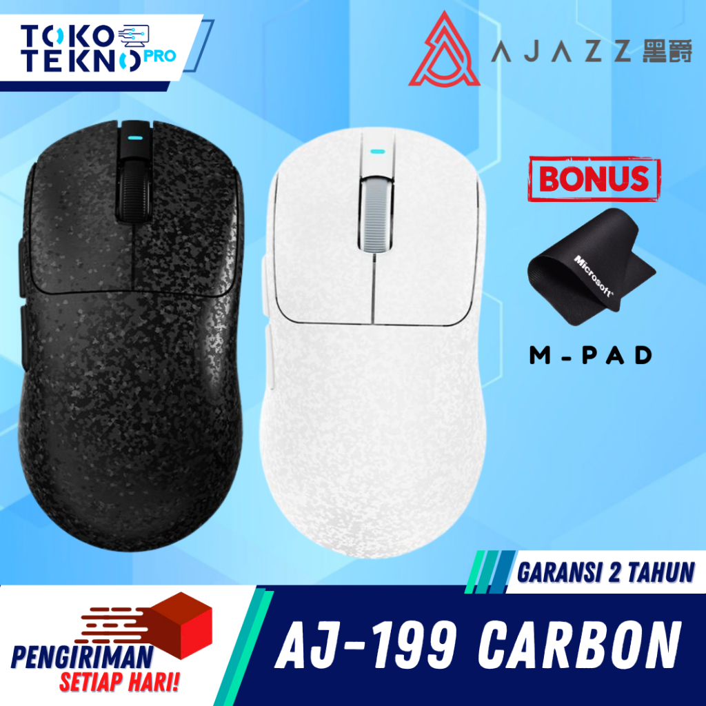 AJAZZ AJ199 / AJ-199 Mouse Gaming Carbon Fiber Tri-Mode Wireless PAW3311