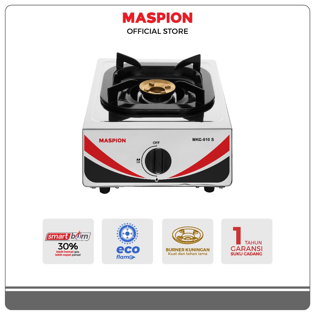 Maspion Kompor Gas 1 Tungku Stainless Steel MKS-810 S