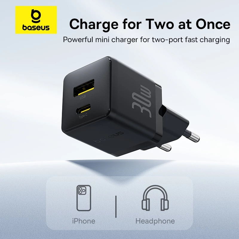 Baseus Palm Series Charger 30W USB-A + USB-C Fast Charging BCT Cooling System Cut Off - Gambar 2