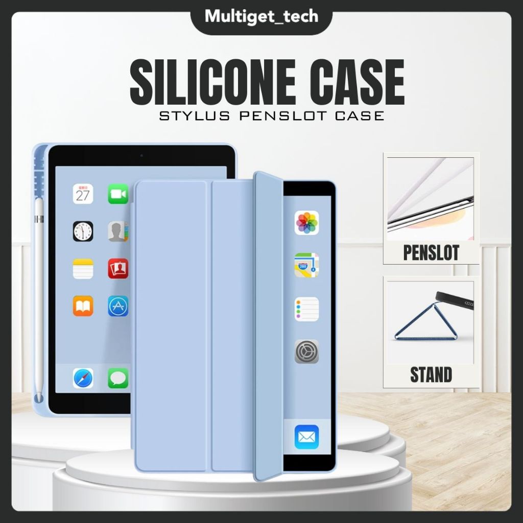 Silicone TPU iPad Gen 11 A16  / Air 4/5 / Mini 1-5 7.9"/ Gen 7 8 9 Smart Auto Lock Foldable Pen Slot