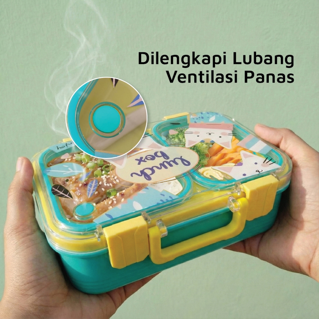 Lunch Box Kotak Makan Anak Anti Tumpah Plastik 950ml dan 1150ml - Gambar 4