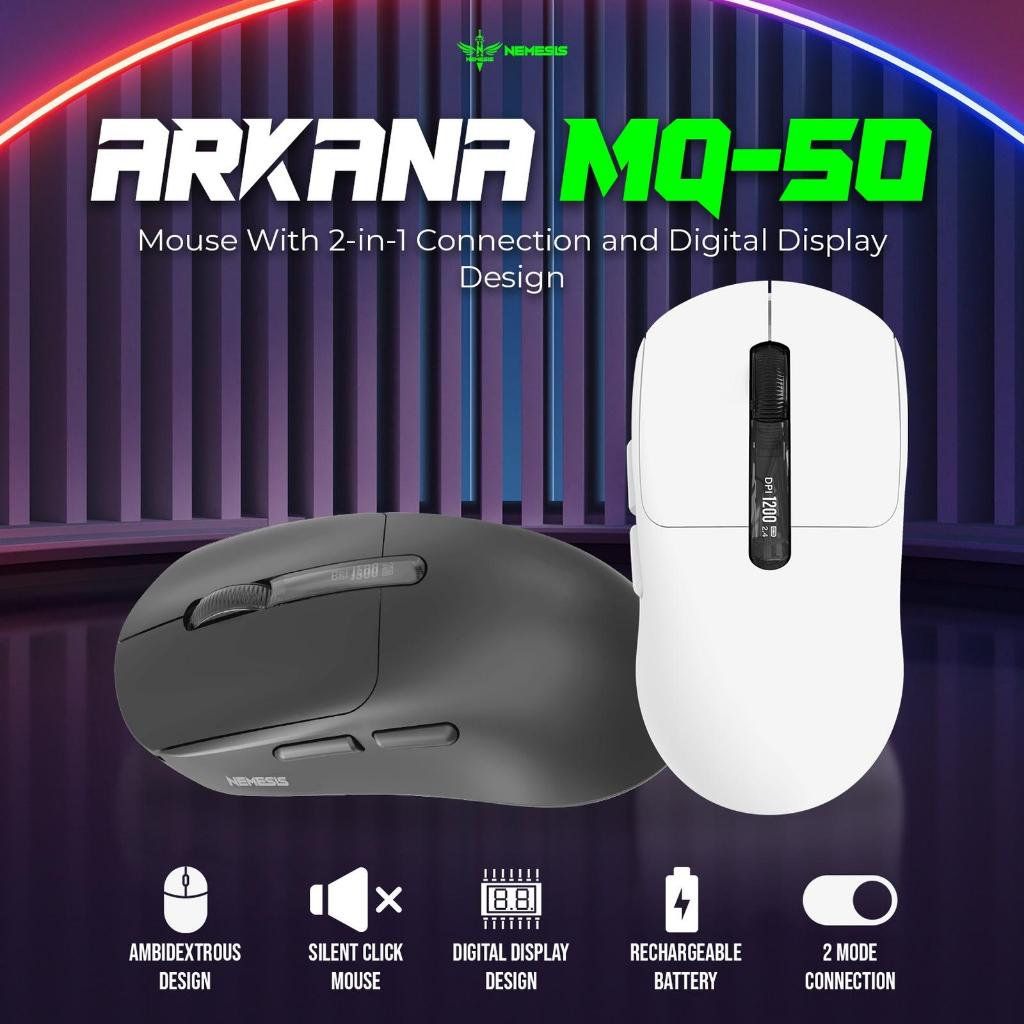 NYK Nemesis ARKANA MQ-50 / MQ 50 Mouse Wireless 2.4Ghz Dual Mode Rechargeable Battery with Digital Display - Gambar 2