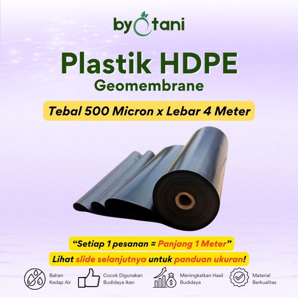 Plastik HDPE Geomembrane Tebal 500 Micron Lebar 4 Meter