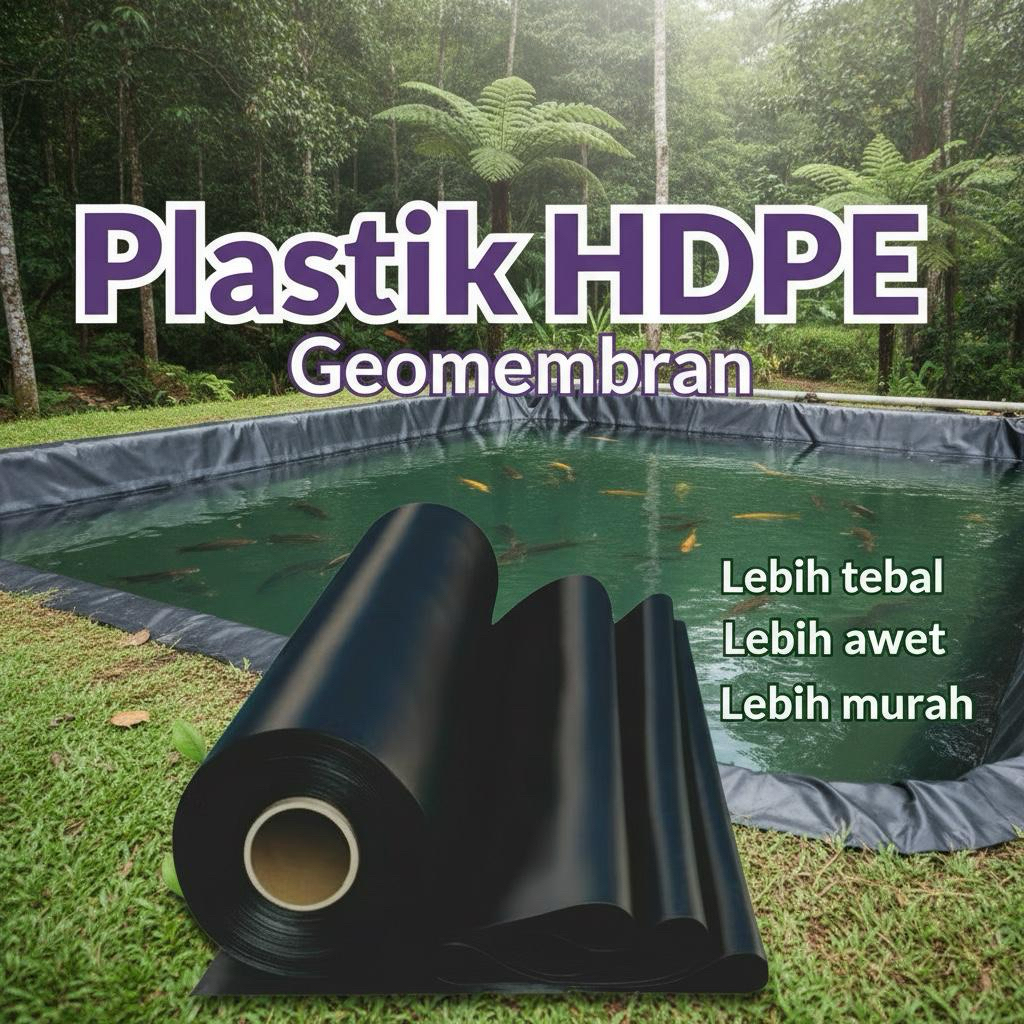 HDPE GEOMEMBRANE PLASTIK KOLAM Tebal - Lebar 4 Meter dan 3 meter ( setelah dibelah ) - Ketebalan 150 dan 200 Micron - Gambar 4