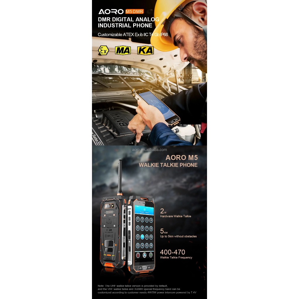AORO M5 5G Explosion Proof 8GB 256GB Hp Dual Sim Fingerprint Zone 1 Atex Walkie Talkie Rugged - Gambar 2