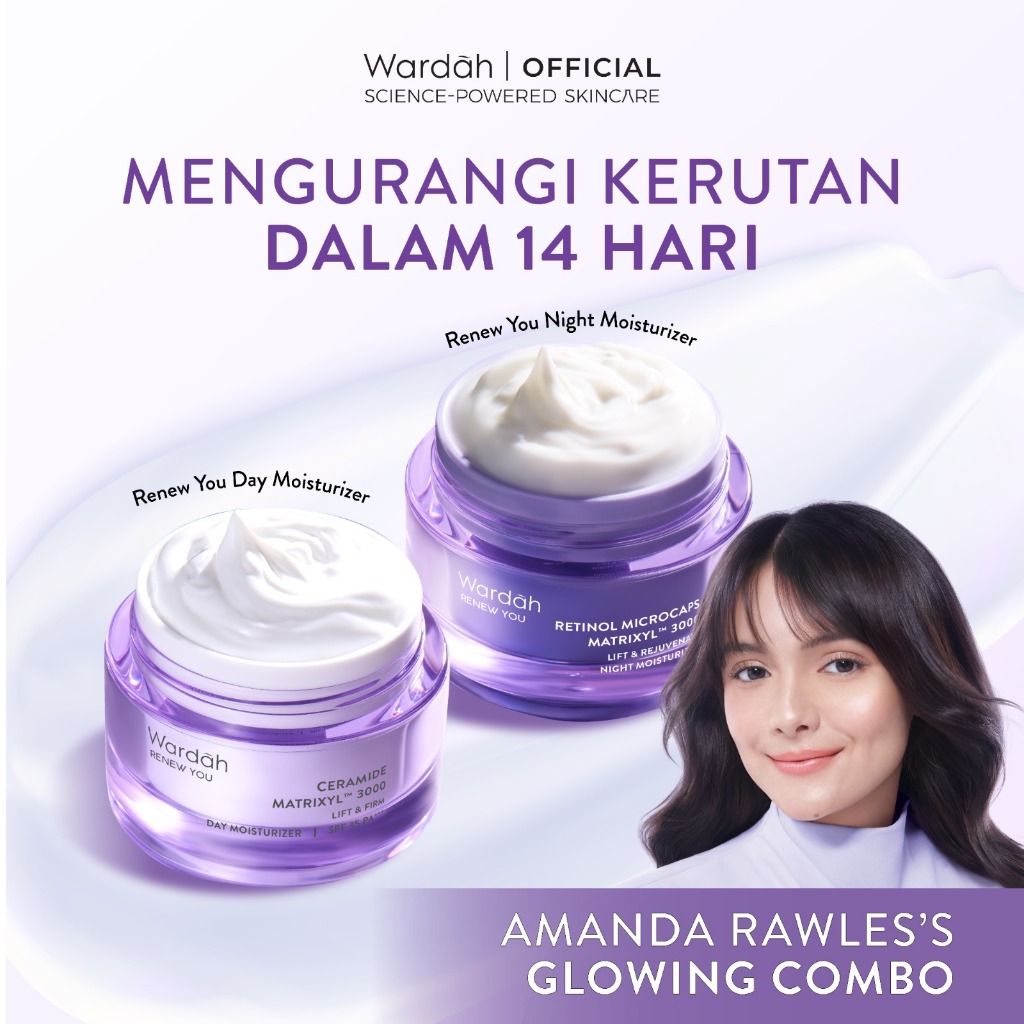 WARDAH Paket 2pcs Renew You - Lift Firm Day Moisturizer dan Rejuvenate Night Moisturizer 30gr - Skin Renewal, Membantu Melembabkan Kulit, Menyamarkan Kerutan dan Garis Halus, Mengencangkan Kulit, Meratakan Warna Kulit, Menyamarkan Bekas Jerawat - Skincare