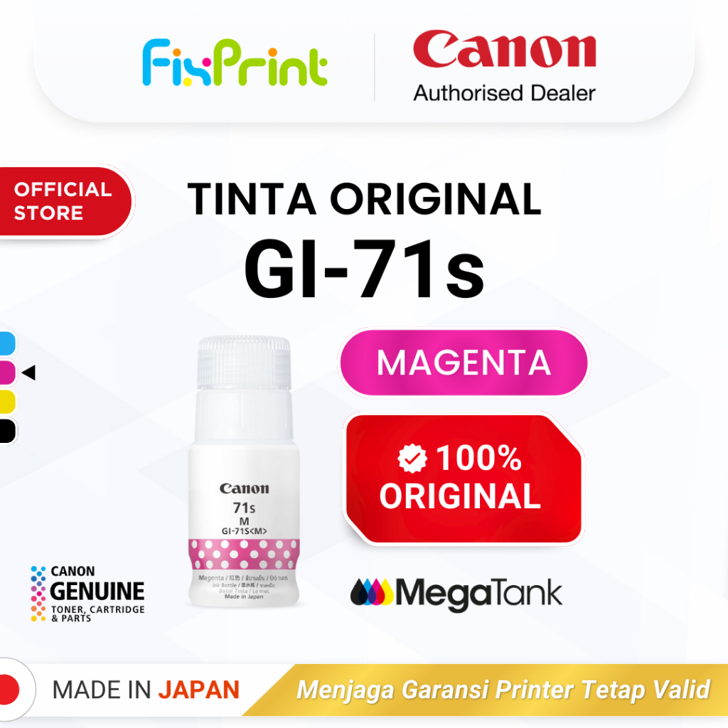 FixPrint 100% ORIGINAL Tinta Canon GI 71 Small Magenta - Printer G1730 G1737 G2730 G2770 G3730 G3770 G4770 G4780 G1020 G2020 G3020