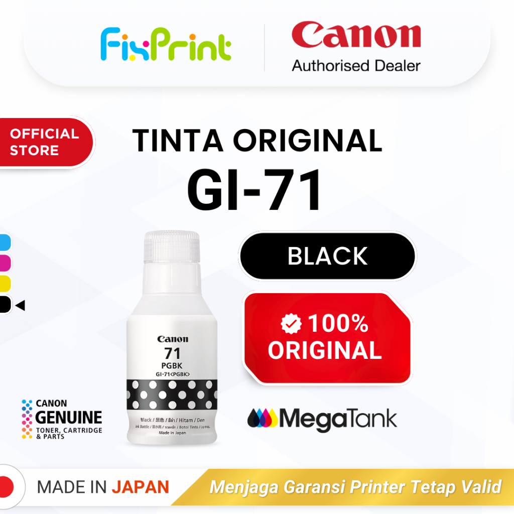 FixPrint 100% ORIGINAL Tinta Canon GI 71 Pigment Black - Printer G1730 G1737 G2730 G2770 G3730 G3770 G4770 G4780 G1020 G2020 G3020