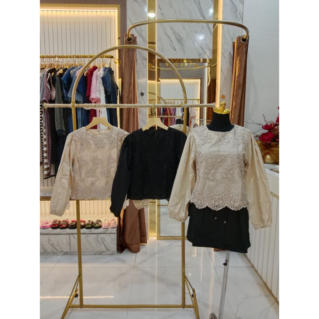 RONG RONG top with imported BKK embroidery flowers | Shopee Singapore