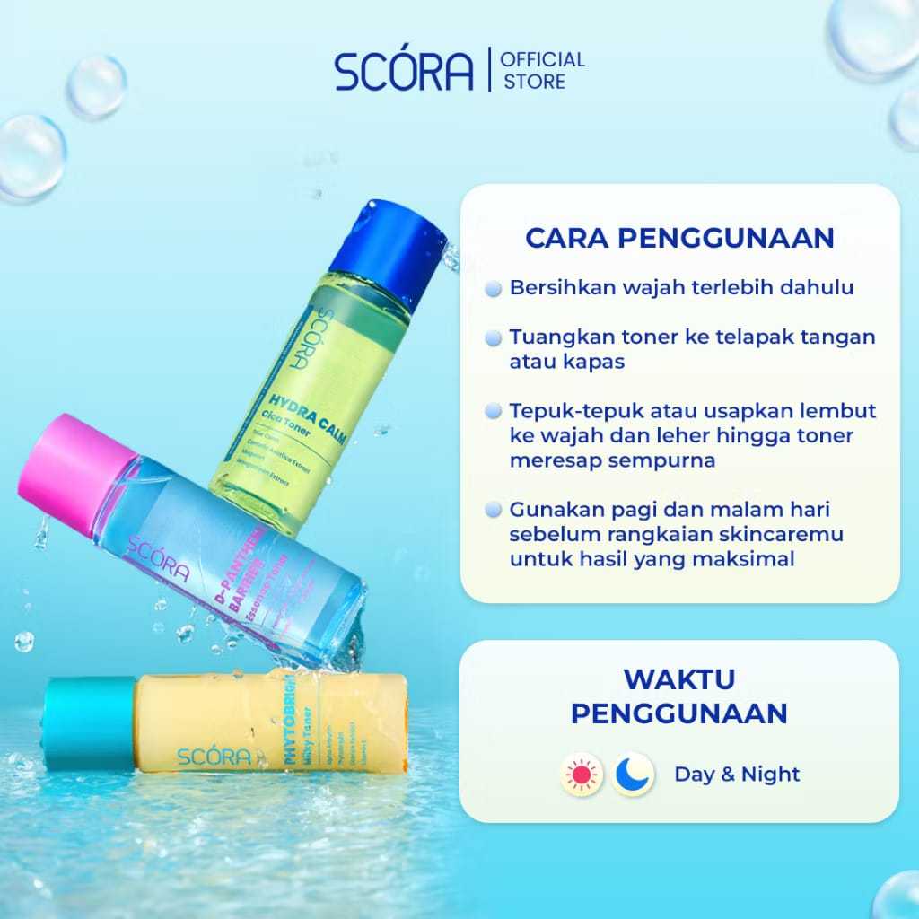 SCORA Toner Series 80ml Hydra Calm Cica Phytobright Milky D–Panthenol Barrier /Merah Jingga Official - Gambar 2