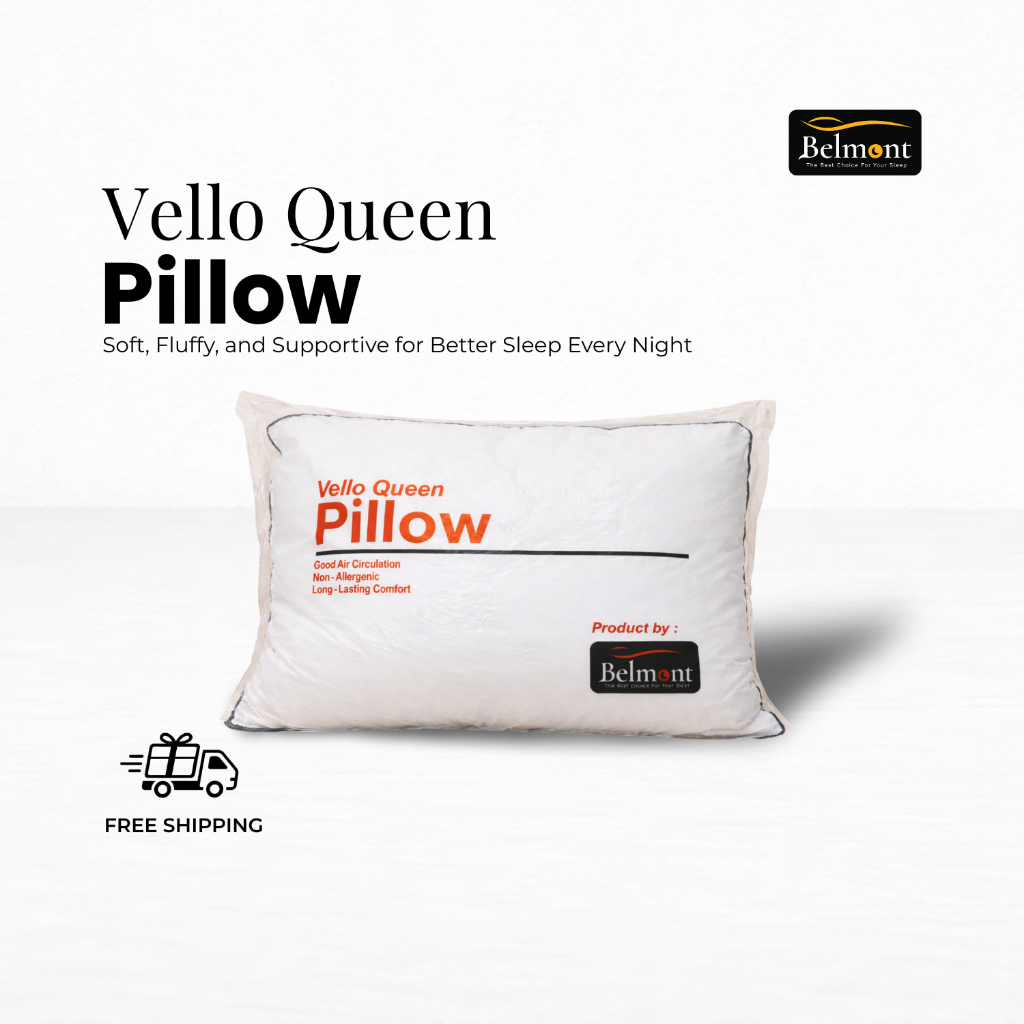 Bantal Velo Belmont 55 x 40 / Isi Siliconized / Lembut, Tebal, Anti Bau & Jamur / Cover Katun