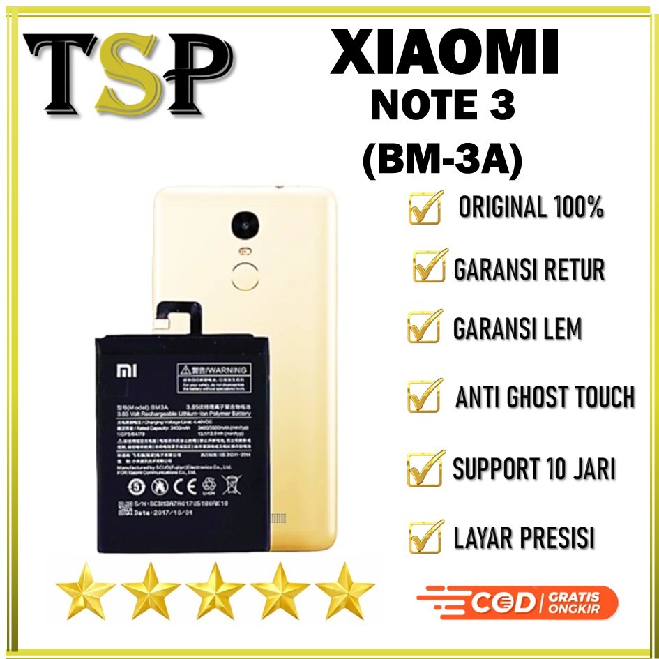 BATERAI XIAOMI BM-3A Xiaomi MI NOTE 3 Batre Batrai Baterai ORIGINAL 100%