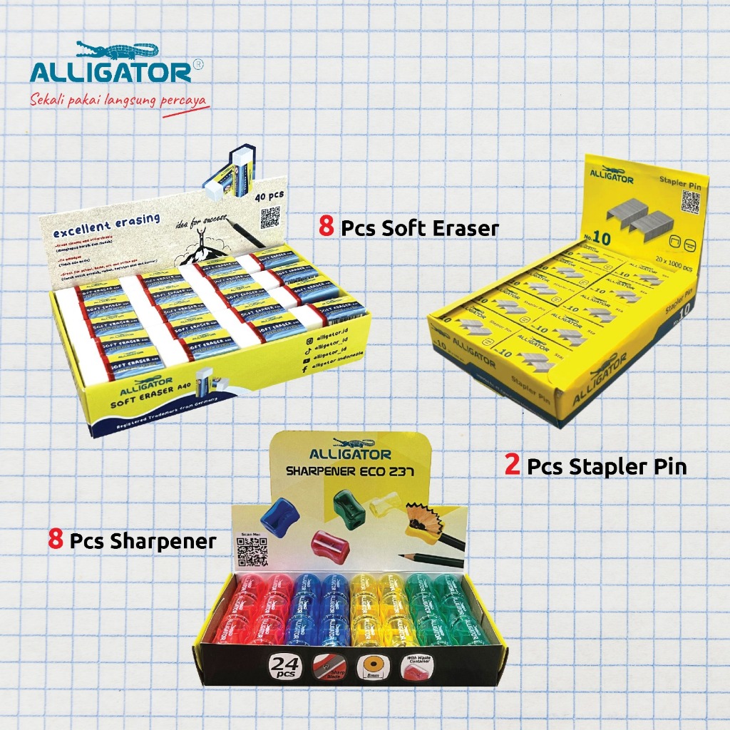 Alligator Paket DIY Gasing Lengkap + Penghapus & Staples - Gambar 2
