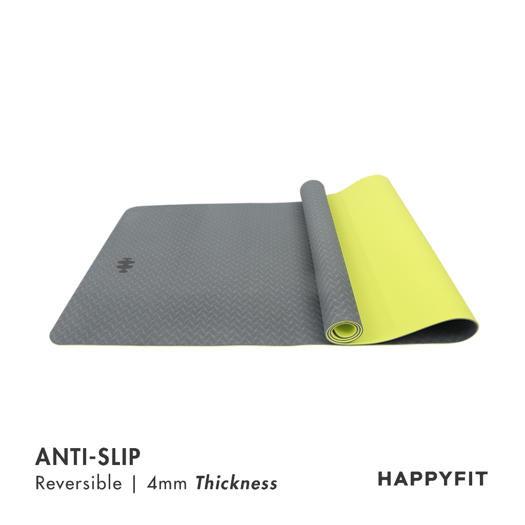 HAPPYFIT - Yoga Mat Reversible TPE 4mm Eco Friendly (FREE STRAP) / Matras Yoga / Matras Olahraga / Matras TPE - Gambar 4