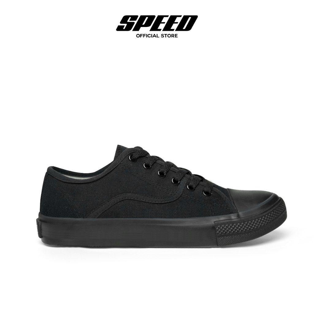 Speed - Retro Lo Hitam Hitam - Sepatu Sneakers Kanvas Anti Slip Pria Wanita