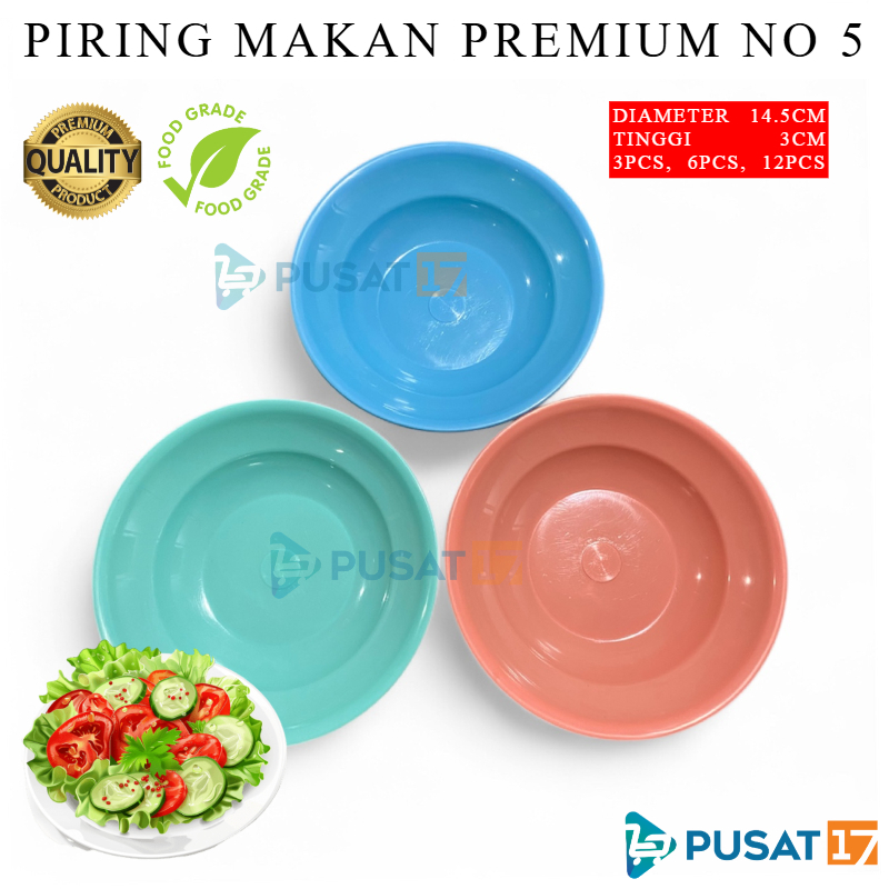 PUSAT17 PIRING PREMIUM LUSINAN UKURAN 5 PIRING LUSINAN 5 INCI 14.5CM 12PCS FOOD GRADE PIRING MAKAN PLASTIK BPA FREE PIRING LUSINAN PIRING SAJI BULAT BERKUALITAS PERLENGKAPAN DAPUR PLATE