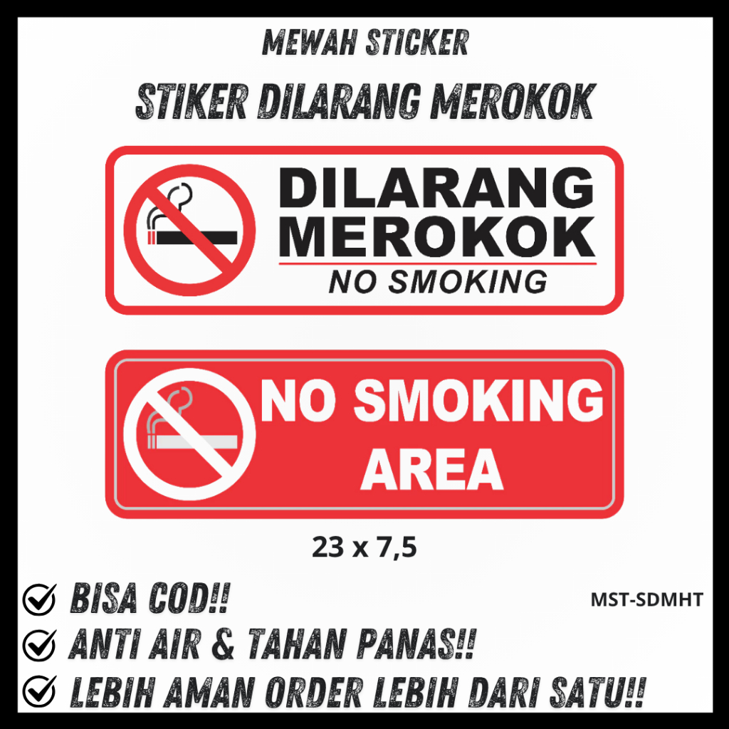 Waterproof vinyl sticker, waterproof/, NO SMOKING, glossy lamination ...