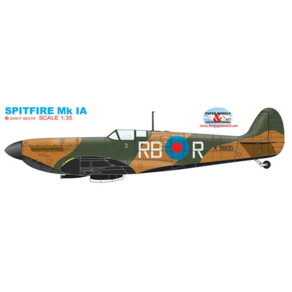 MK IA 35 scale spitfire airplane papercraft pattern sheet (3PQ-A18 ...