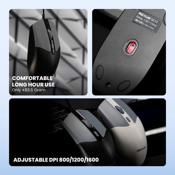 Mouse Kabel Rexus QC10 / QC-10 Mouse Wired Office Garansi Resmi - Gambar 2