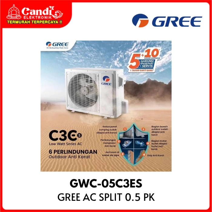 GREE Air Conditioner AC Split 0,5 PK Deluxe Low Watt GWC-05C3ES - Gambar 2