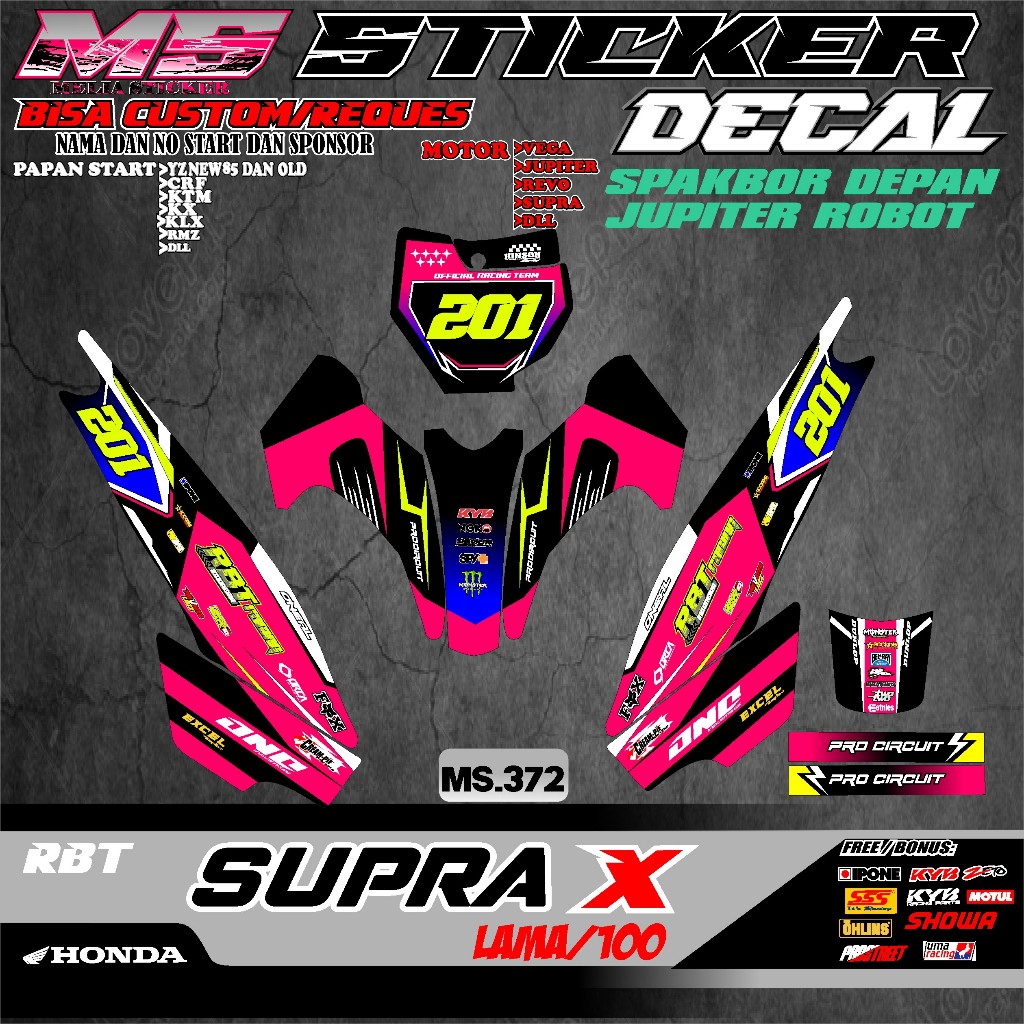 RBT DECAL Sticker FOR OLD SUPRA X MOTORCYCLE 100 FULL BODY SUPERMOTO ...