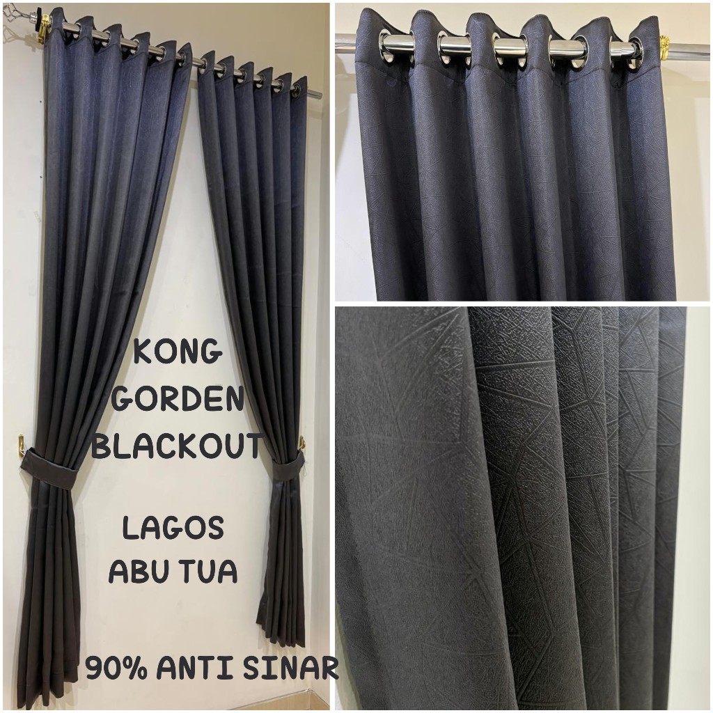 KONG GORDEN BLACKOUT CANTIK PREMIUM MINIMALIS 6 gelombang 12 lubang ring TEBAL GORDENG HORDENG TIRAI - Gambar 2