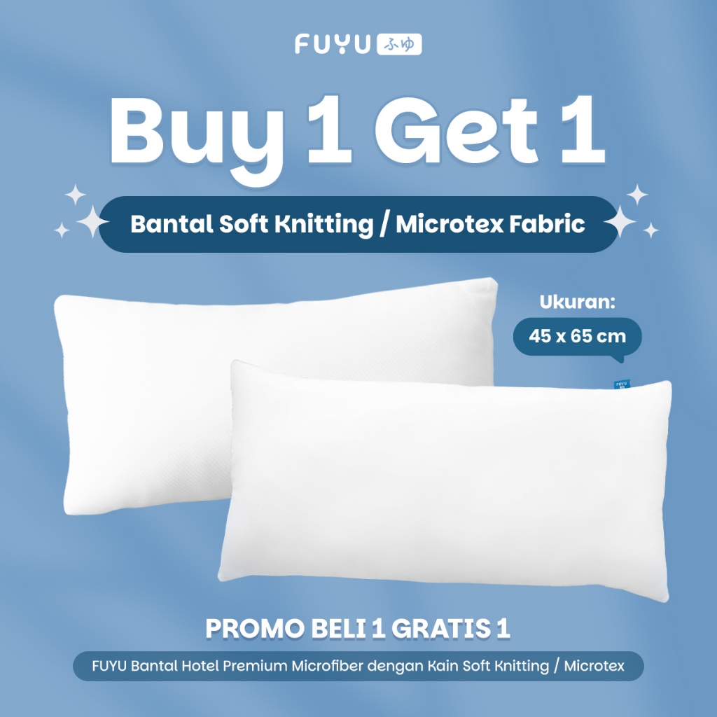 PROMO BELI 1 GRATIS 1 - FUYU Bantal Hotel Premium Microfiber dengan Kain Soft Knitting / Microtex ukuran 45x65 Empuk Sejuk Nyaman Premium Pillow