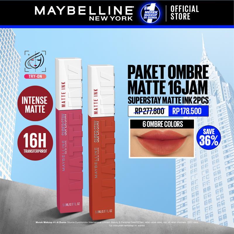 MAYBELLINE OFFICIAL Paket Hemat Superstay Matte Ink 2 pcs Ombre Set Lipstick - Long Lasting Lipstick Matte Waterproof Transferproof Lipstik - Gambar 2