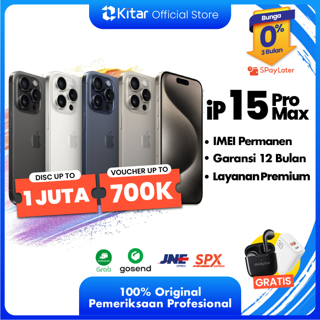 iPhone 15 Pro Max ex iBox Beacukai IMEI Permanen Garansi 12 Bln 100% Original Second iPhone FULLSET 128GB 256GB 512GB 1TB
