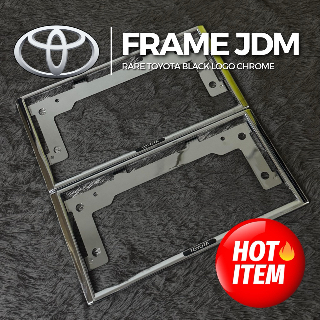 Frame Plate JDM Original Rare Toyota Black Logo Chrome Japanese Plate ...