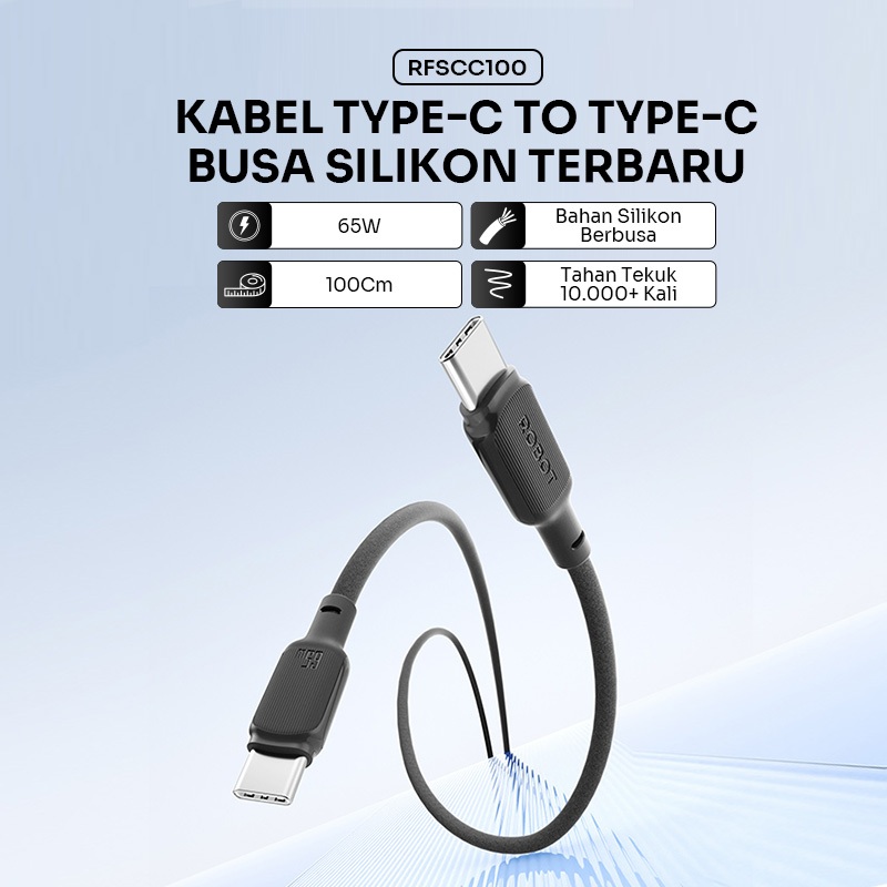 ROBOT Kabel Data Silikon 3A Tahan Tekuk 10K iPhone/Android - Gambar 4