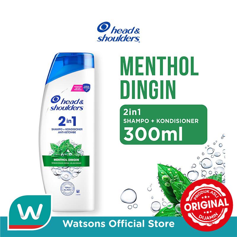 Head & Shoulders Shampoo + Kondisioner 2in1 Anti Ketombe Cool Menthol Perawatan Rambut 300ml