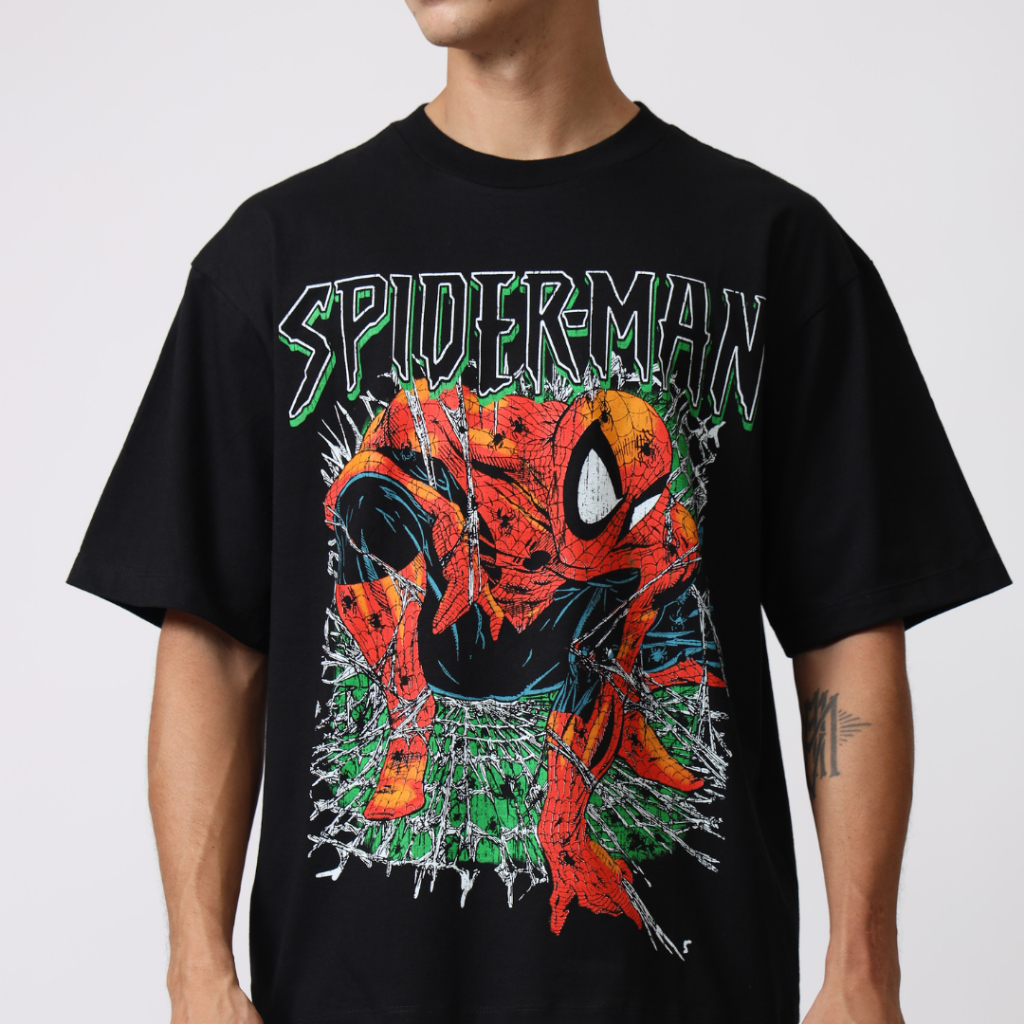 GENZ Kaos Oversize SPIDERMAN - T ShirtVintage Spiderman Black Cotton Combed 20s Premium Super Lembut foto 3